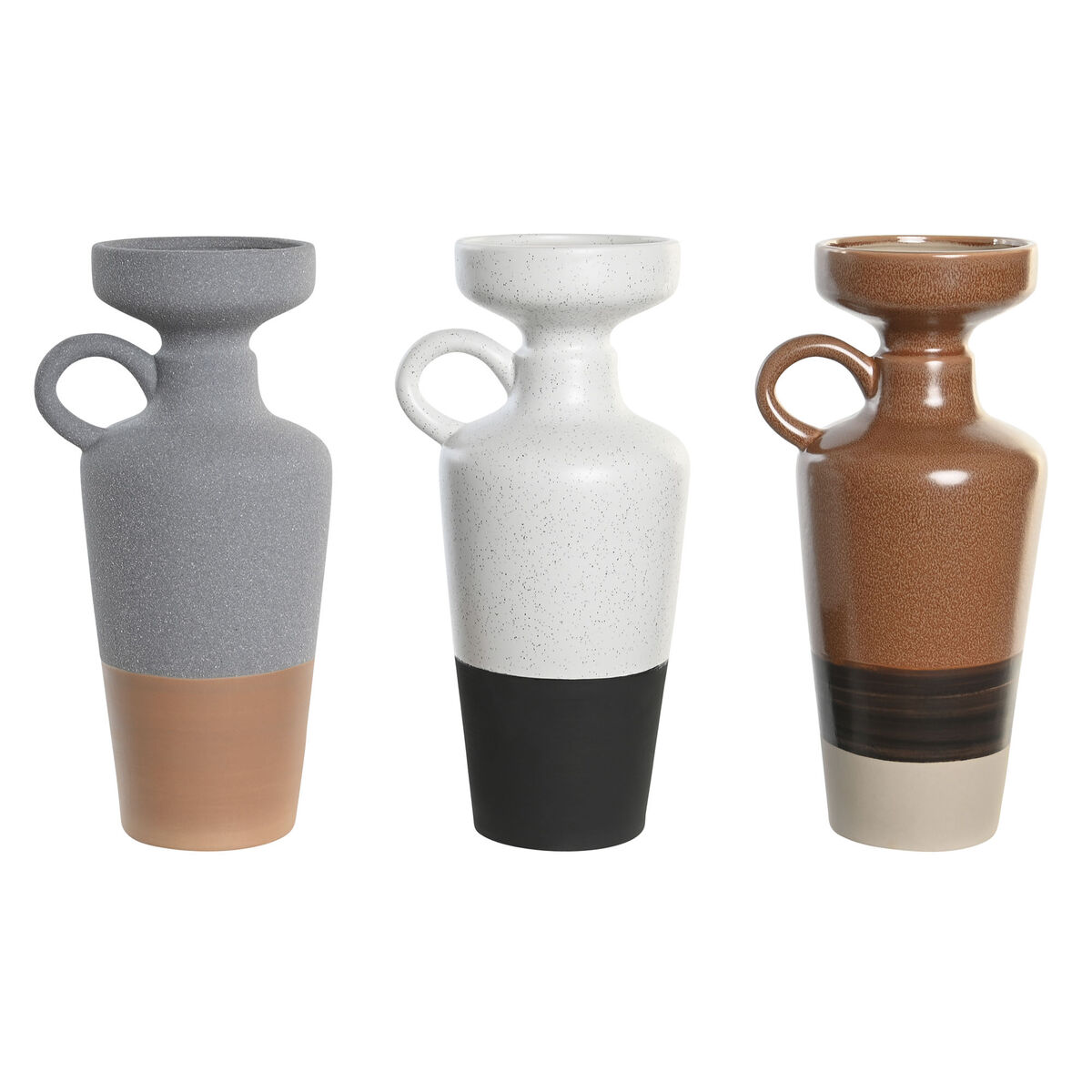 Vas DKD Home Decor Vit Grå Terrakota n Porslin 13,3 x 11 x 27,3 cm 13,3 x 11 x 28 cm (3 antal)