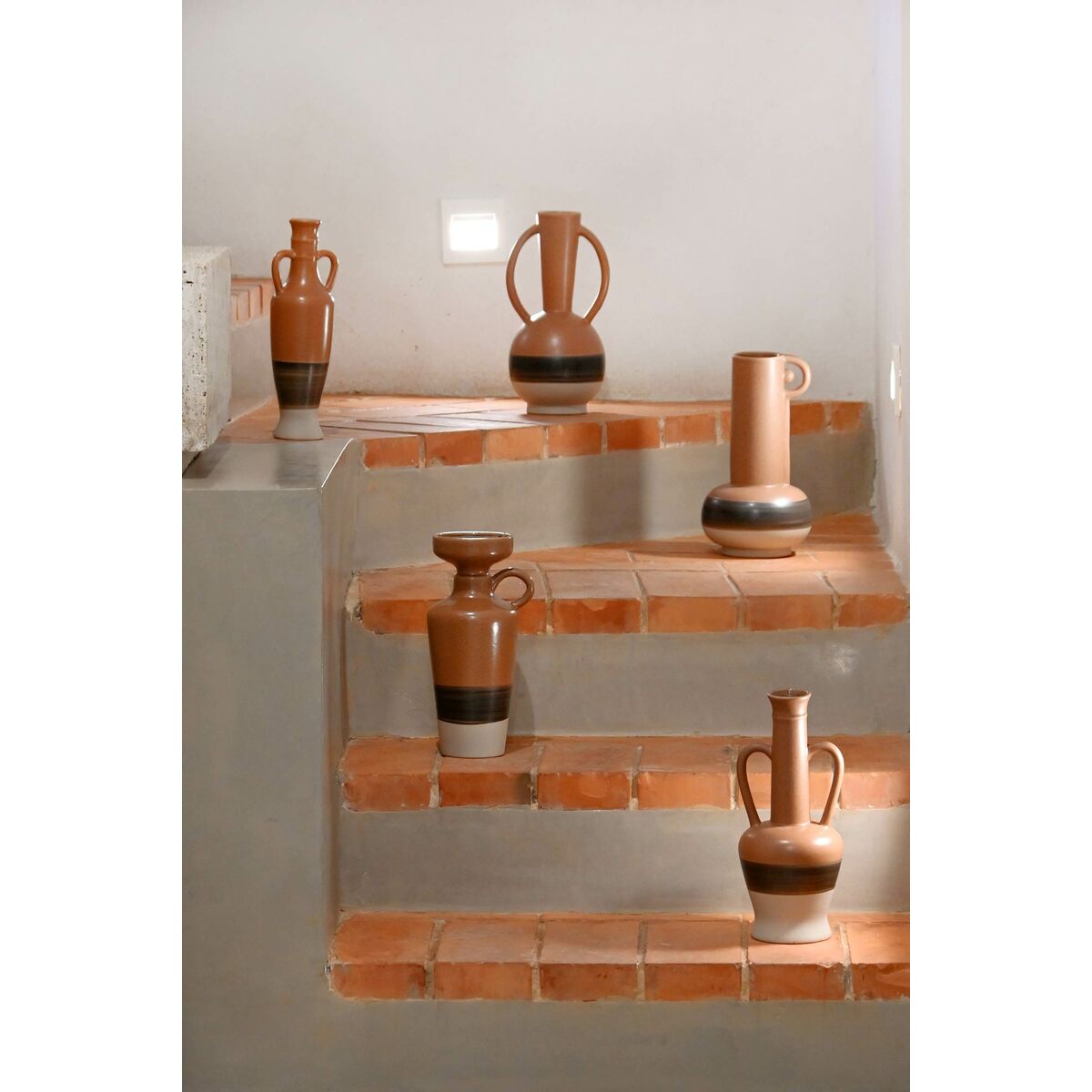 Vas DKD Home Decor Vit Grå Terrakota n Porslin 13,3 x 11 x 27,3 cm 13,3 x 11 x 28 cm (3 antal) - 2