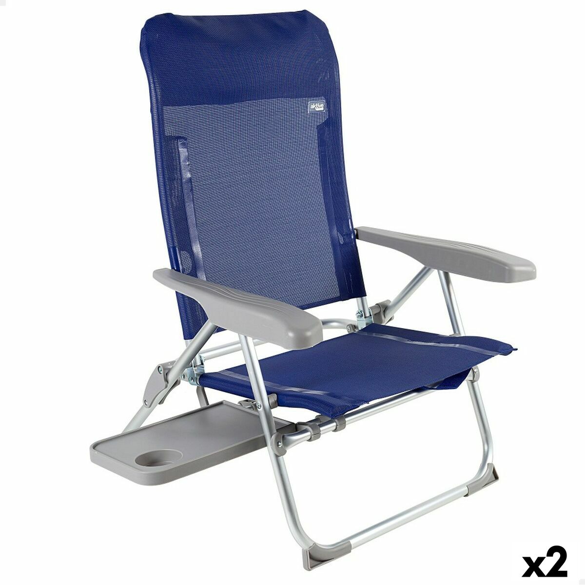 Strandstol Aktive Slim Hopfällbar Marinblå 47 x 89 x 57 cm (2 antal) - 8