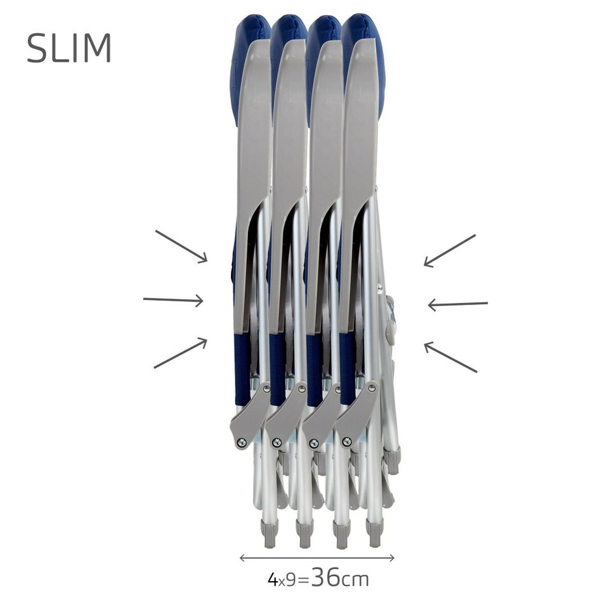 Strandstol Aktive Slim Hopfällbar Marinblå 47 x 89 x 57 cm (2 antal) - 4