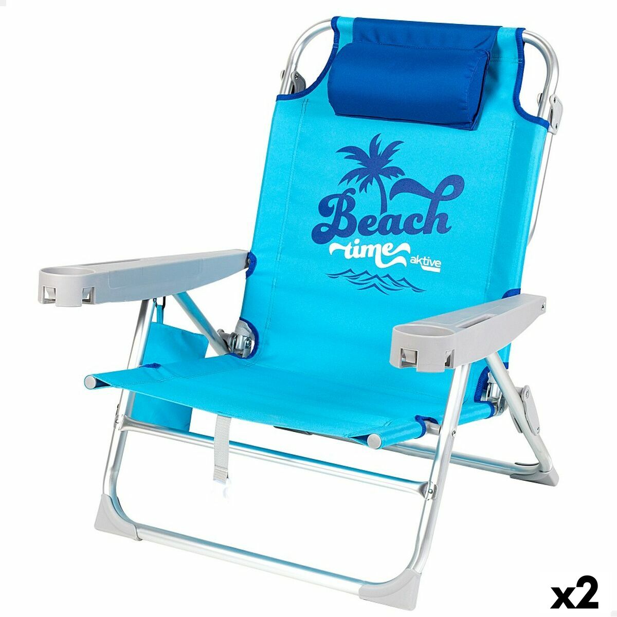 Strandstol Aktive Hopfällbar Blå 53 x 80 x 58 cm (2 antal)