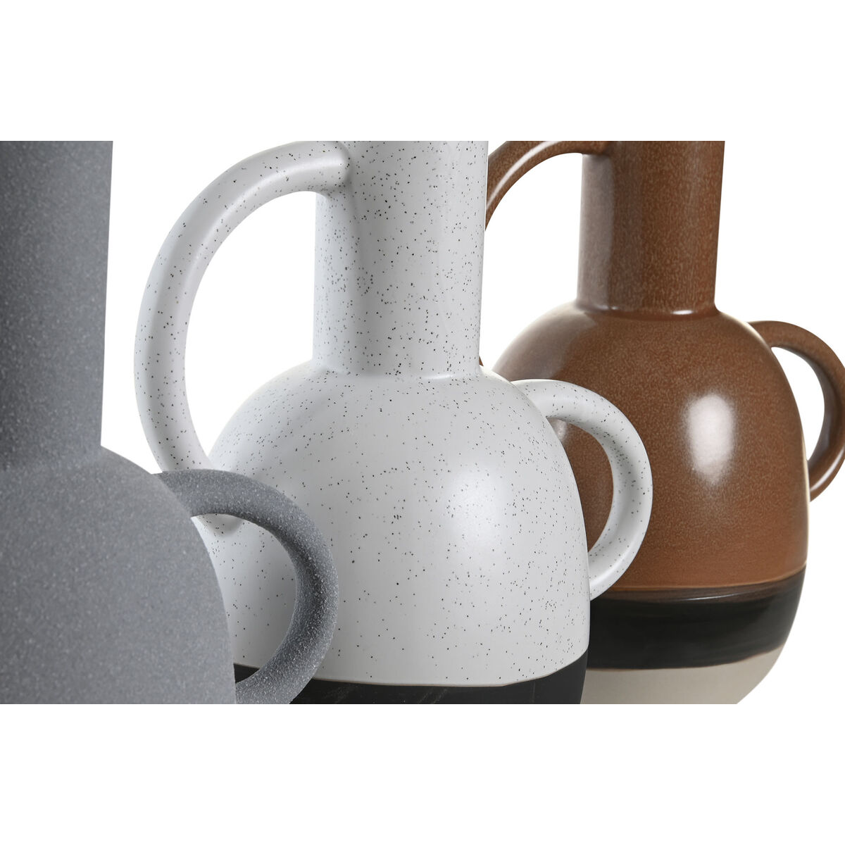 Vas DKD Home Decor Vit Grå Terrakota n Porslin 19,5 x 12 x 22,6 cm (3 antal) - 2