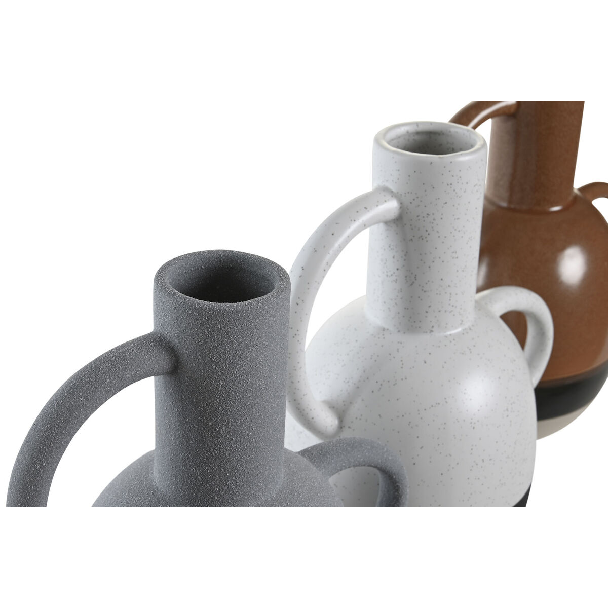 Vas DKD Home Decor Vit Grå Terrakota n Porslin 19,5 x 12 x 22,6 cm (3 antal) - 3
