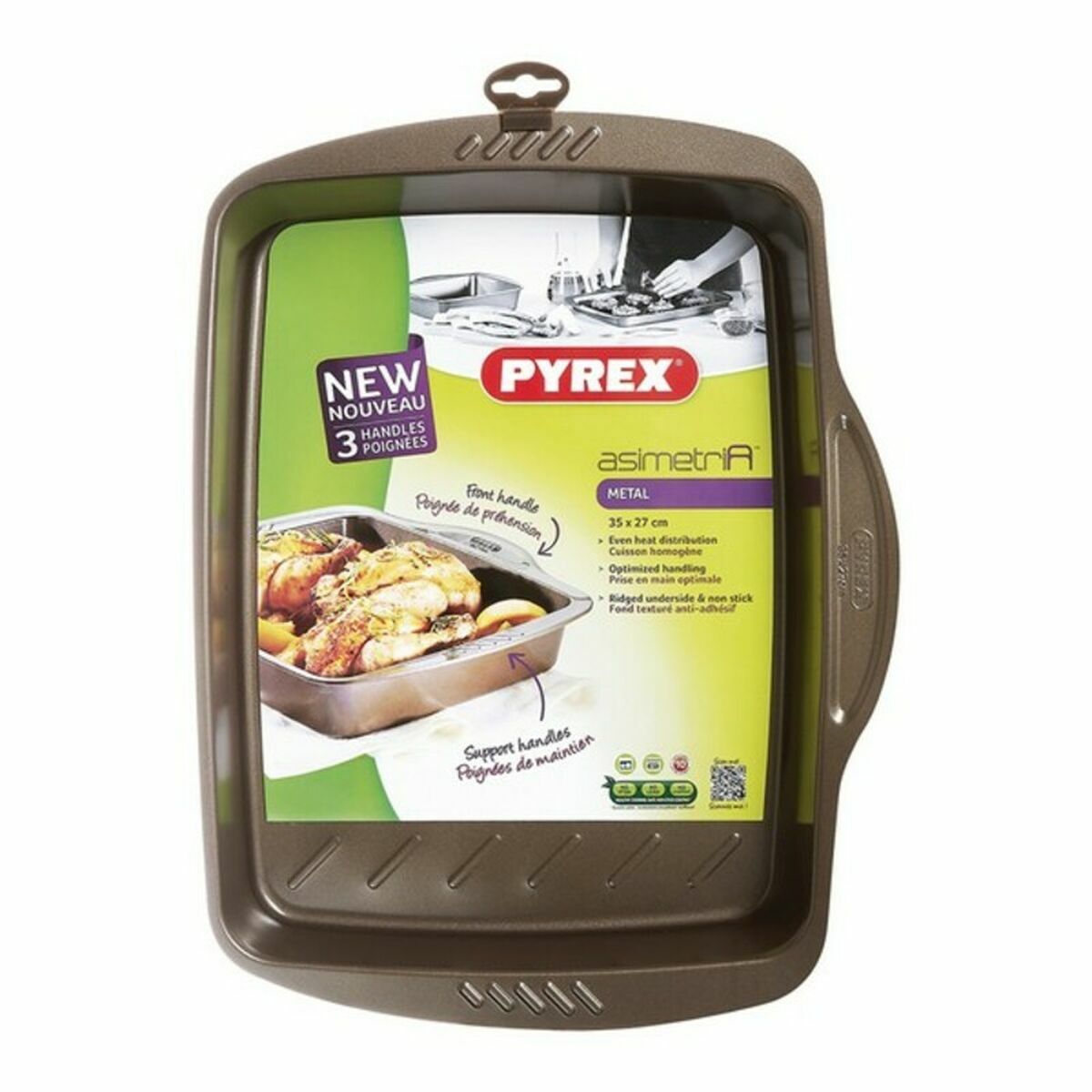Ugnsplåt Med Nonstick Beläggning Pyrex Brun Svart Metall Stål