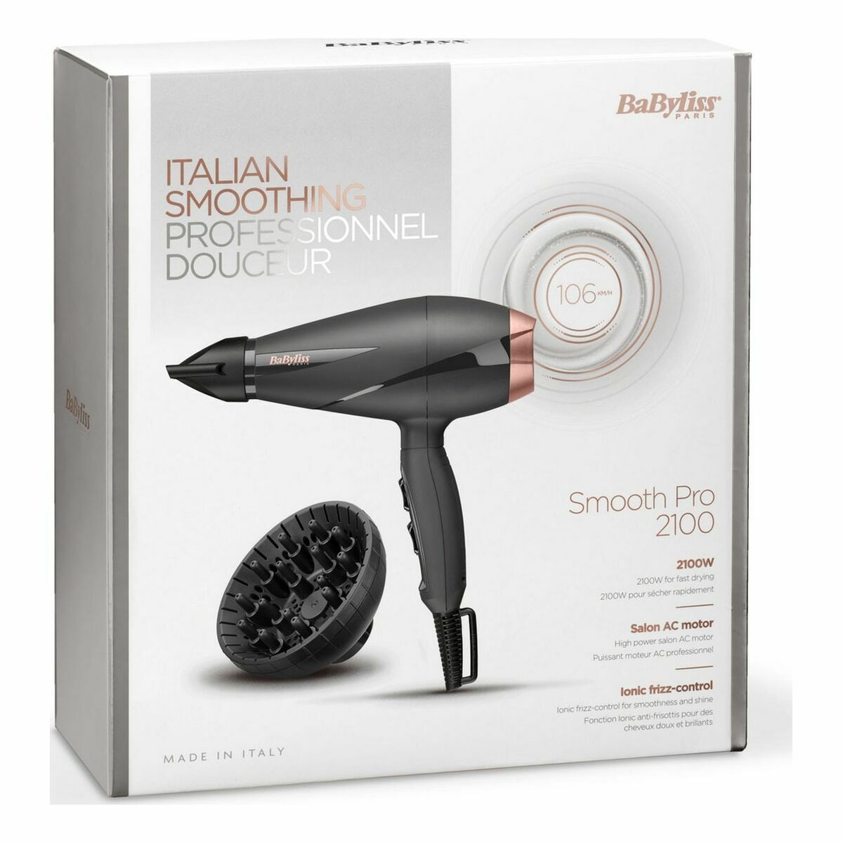 Hårtork Babyliss Smooth Pro 2100 Svart Rosa Svartvit 2100 W - 3