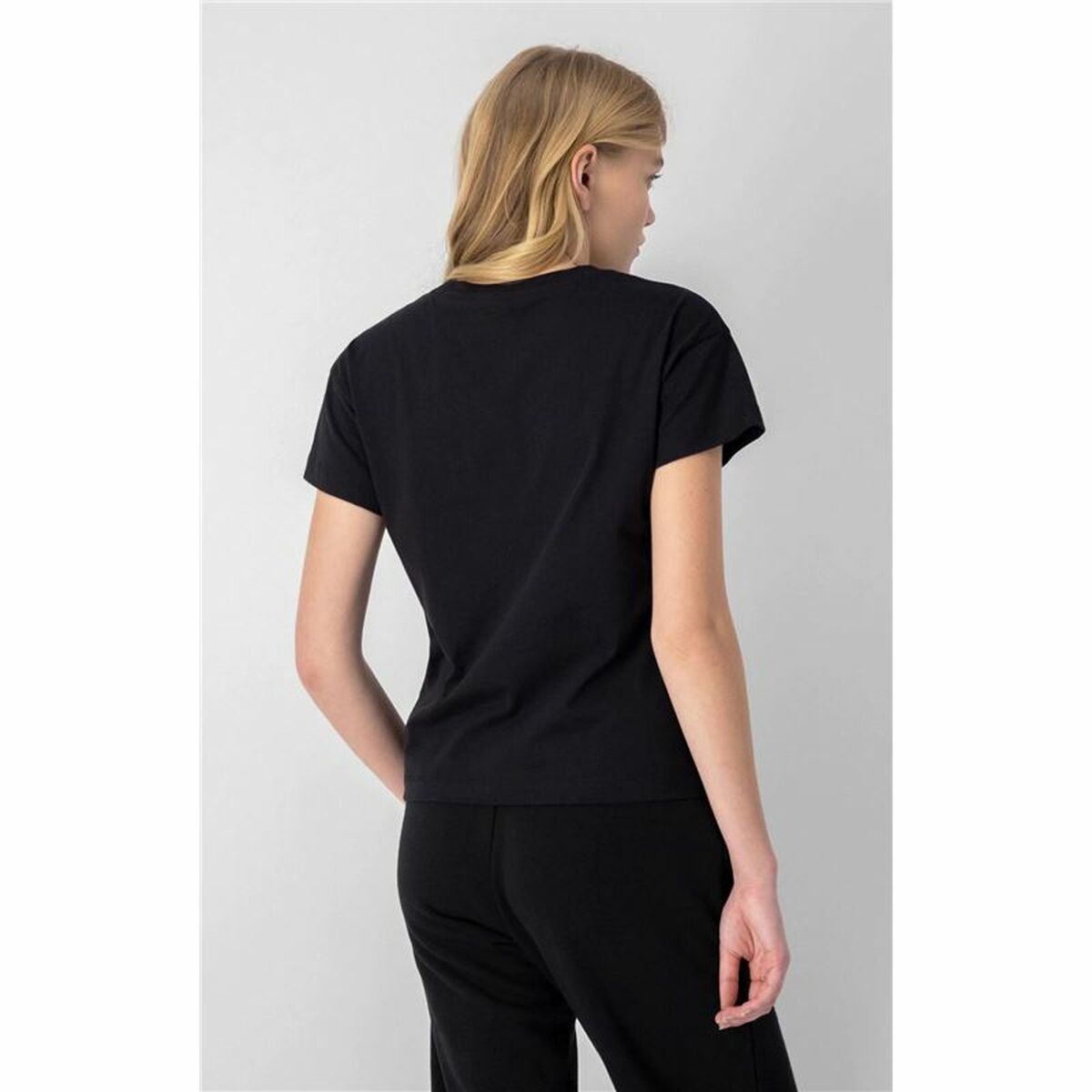 T-shirt med kortärm Dam Champion Crewneck Croptop Svart - 3