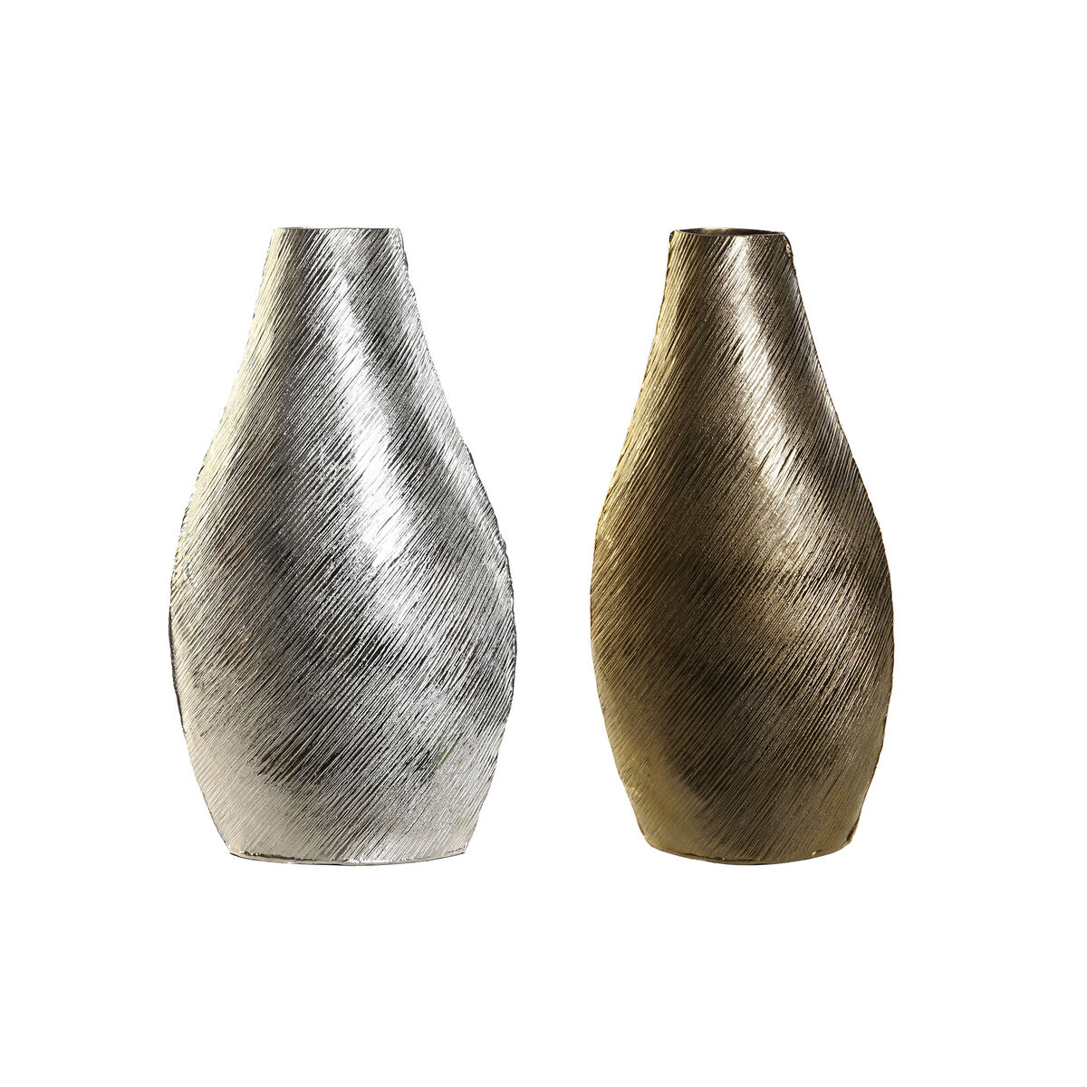 Vas DKD Home Decor Gyllene Silvrig Aluminium Modern 22 x 13 x 40,5 cm (2 antal) - 3