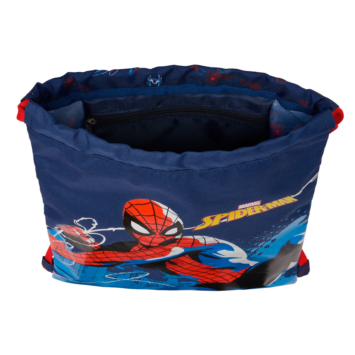 Skopåse med remmar Spider-Man Neon Marinblå 26 x 34 x 1 cm - 4