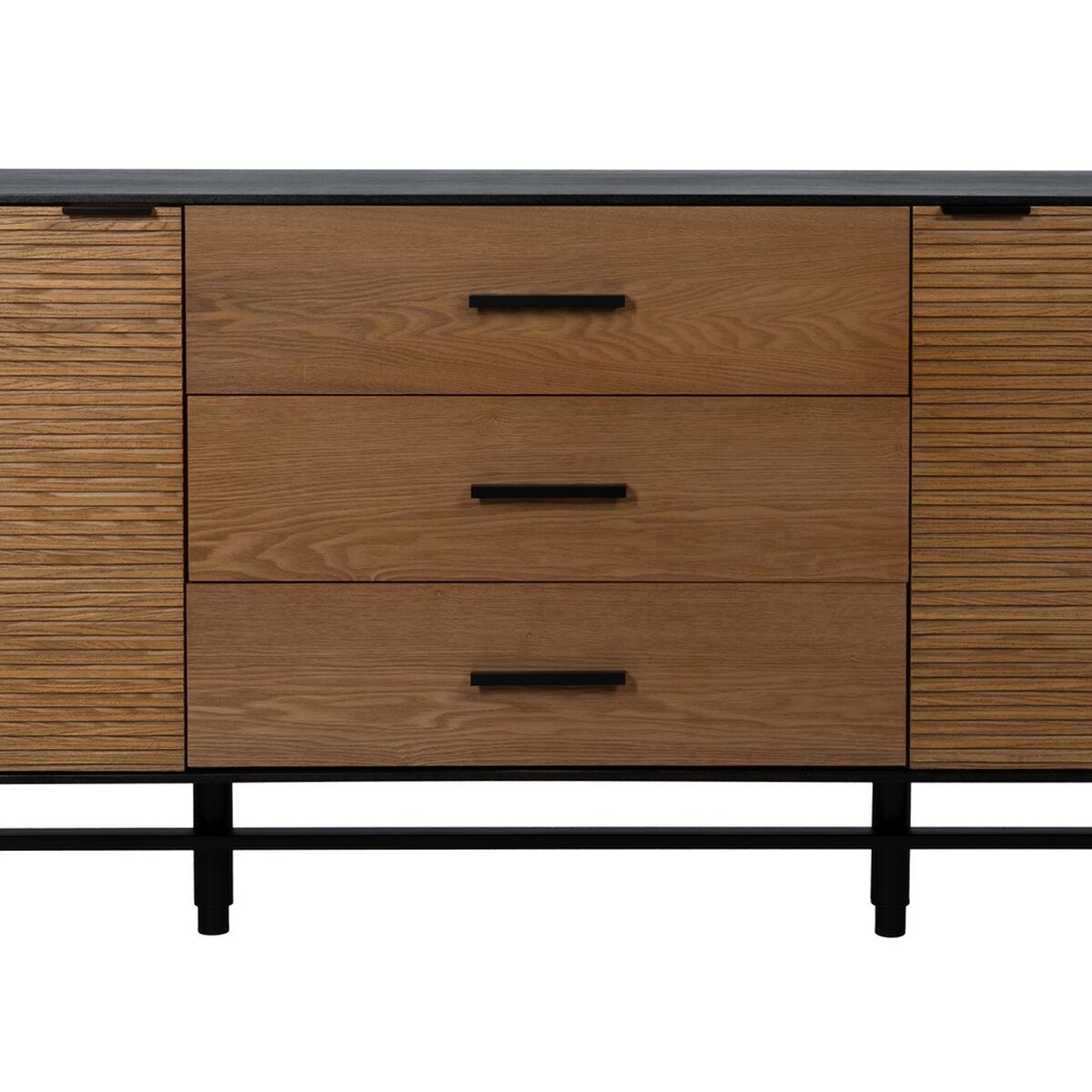 Skänk ORLEANS Svart Naturell Järn Trä MDF 164 x 40 x 75 cm - 5