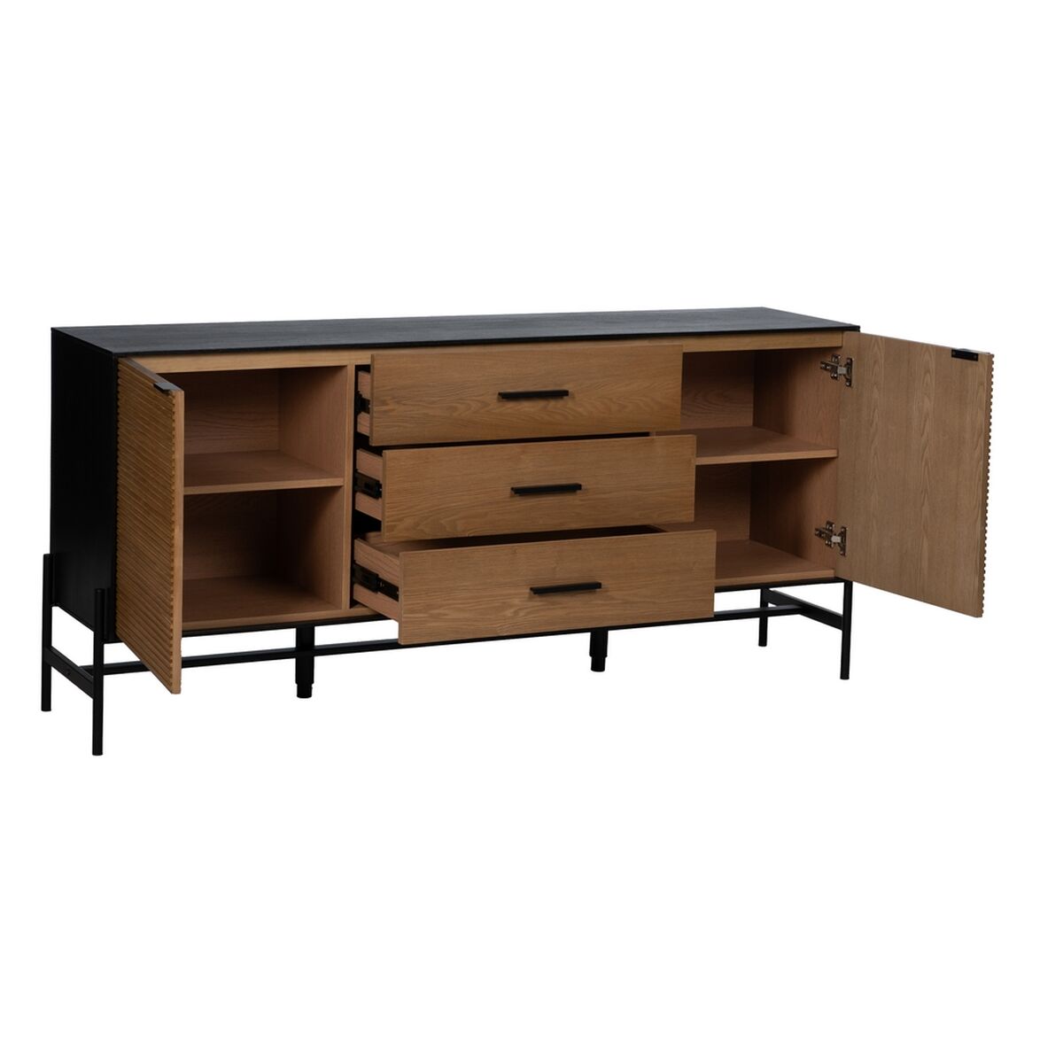 Skänk ORLEANS Svart Naturell Järn Trä MDF 164 x 40 x 75 cm - 3