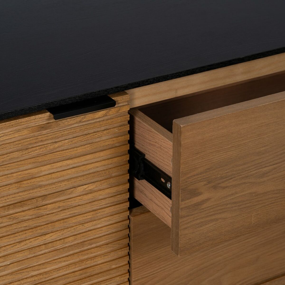 Skänk ORLEANS Svart Naturell Järn Trä MDF 164 x 40 x 75 cm - 7