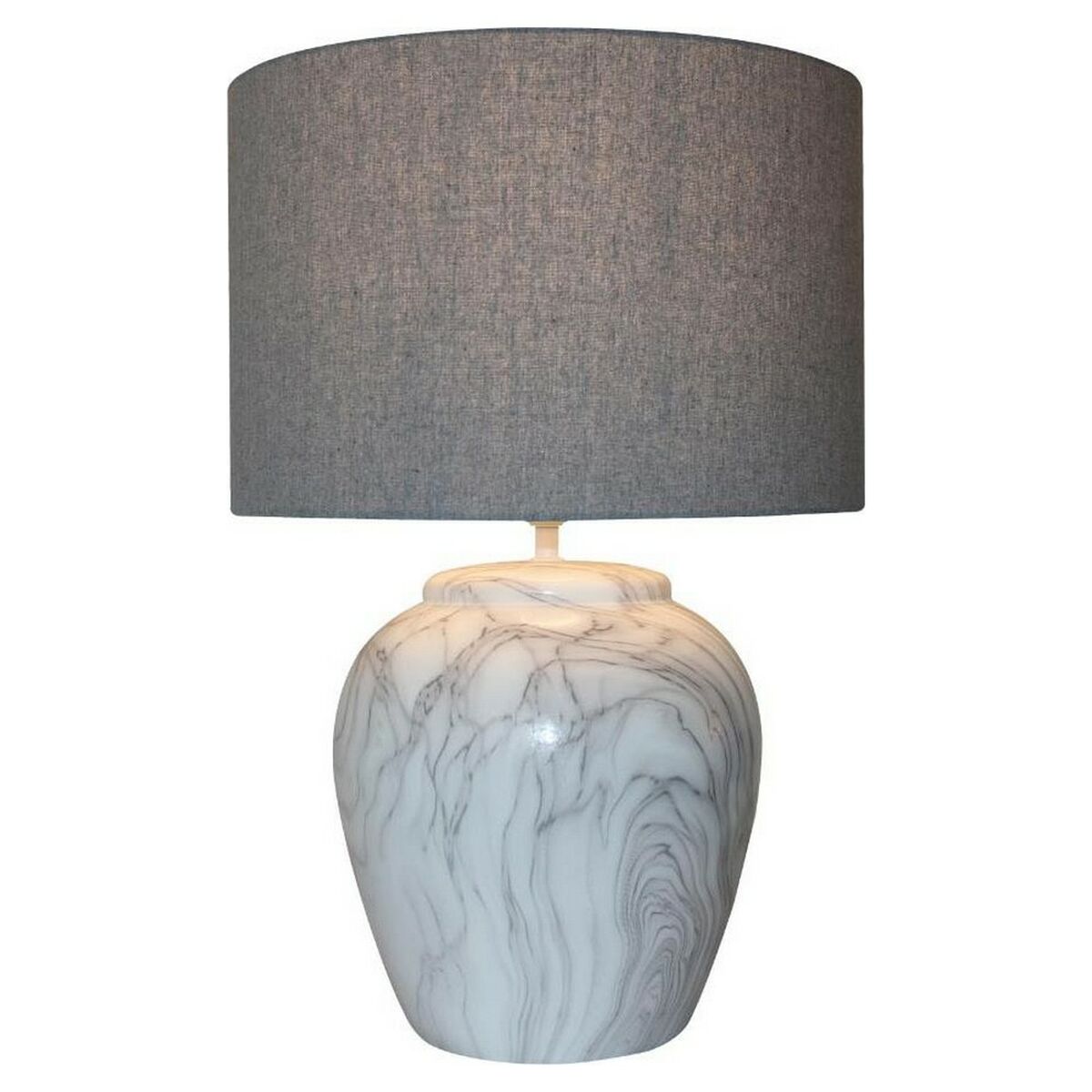 Bordslampa DKD Home Decor Kanvas Keramik Grå Vit (38 x 38 x 58 cm) - 4