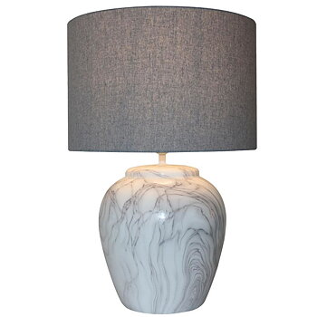 Bordslampa DKD Home Decor Kanvas Keramik Grå Vit (38 x 38 x 58 cm)