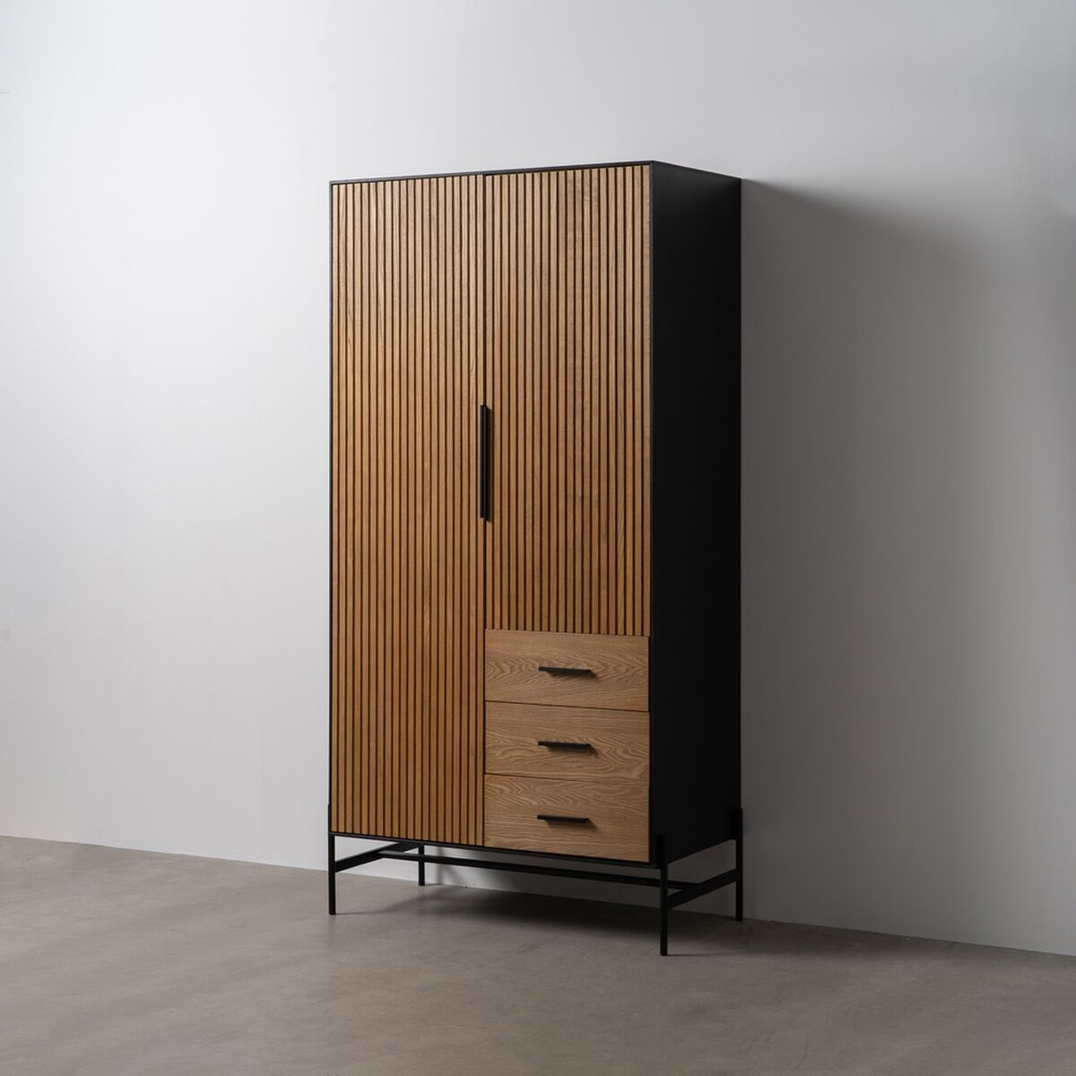 Skänk ORLEANS Svart Naturell Järn Trä MDF 104 x 53 x 203 cm - 2