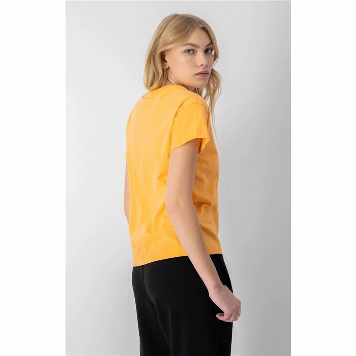 T-shirt med kortärm Dam Champion Crewneck Croptop Gul - 3