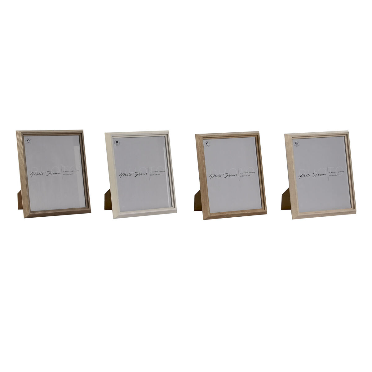 Fotoram Home ESPRIT Brun Beige Kräm Naturell Glas Trä MDF Skandinavisk 23,5 x 2,8 x 28,5 cm (4 antal)