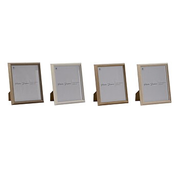 Fotoram Home ESPRIT Brun Beige Kräm Naturell Glas Trä MDF Skandinavisk 23,5 x 2,8 x 28,5 cm (4 antal)