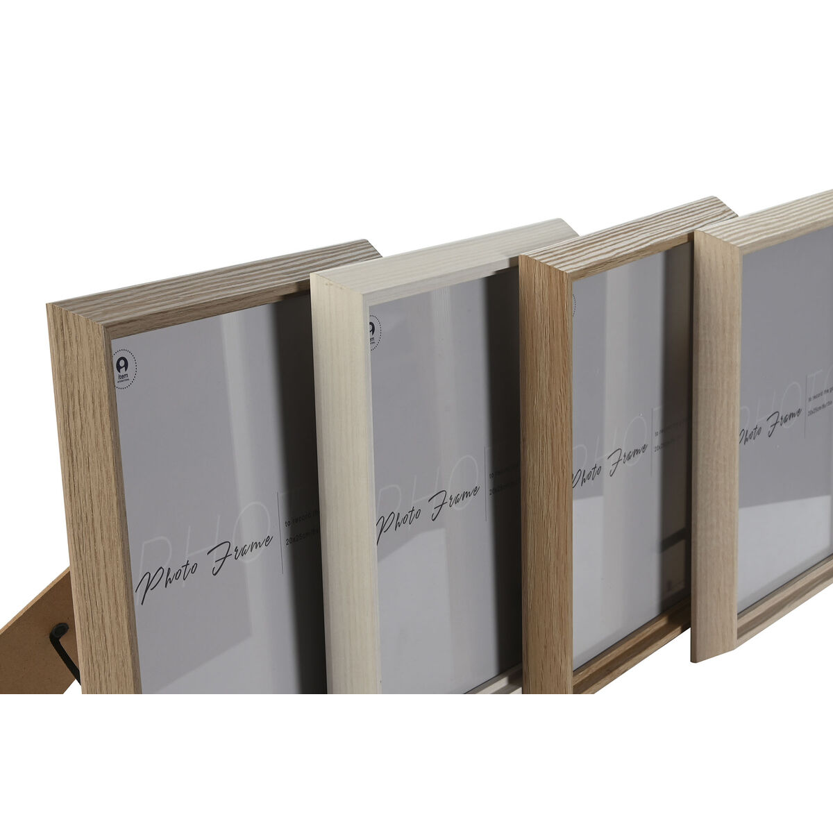 Fotoram Home ESPRIT Brun Beige Kräm Naturell Glas Trä MDF Skandinavisk 23,5 x 2,8 x 28,5 cm (4 antal) - 3