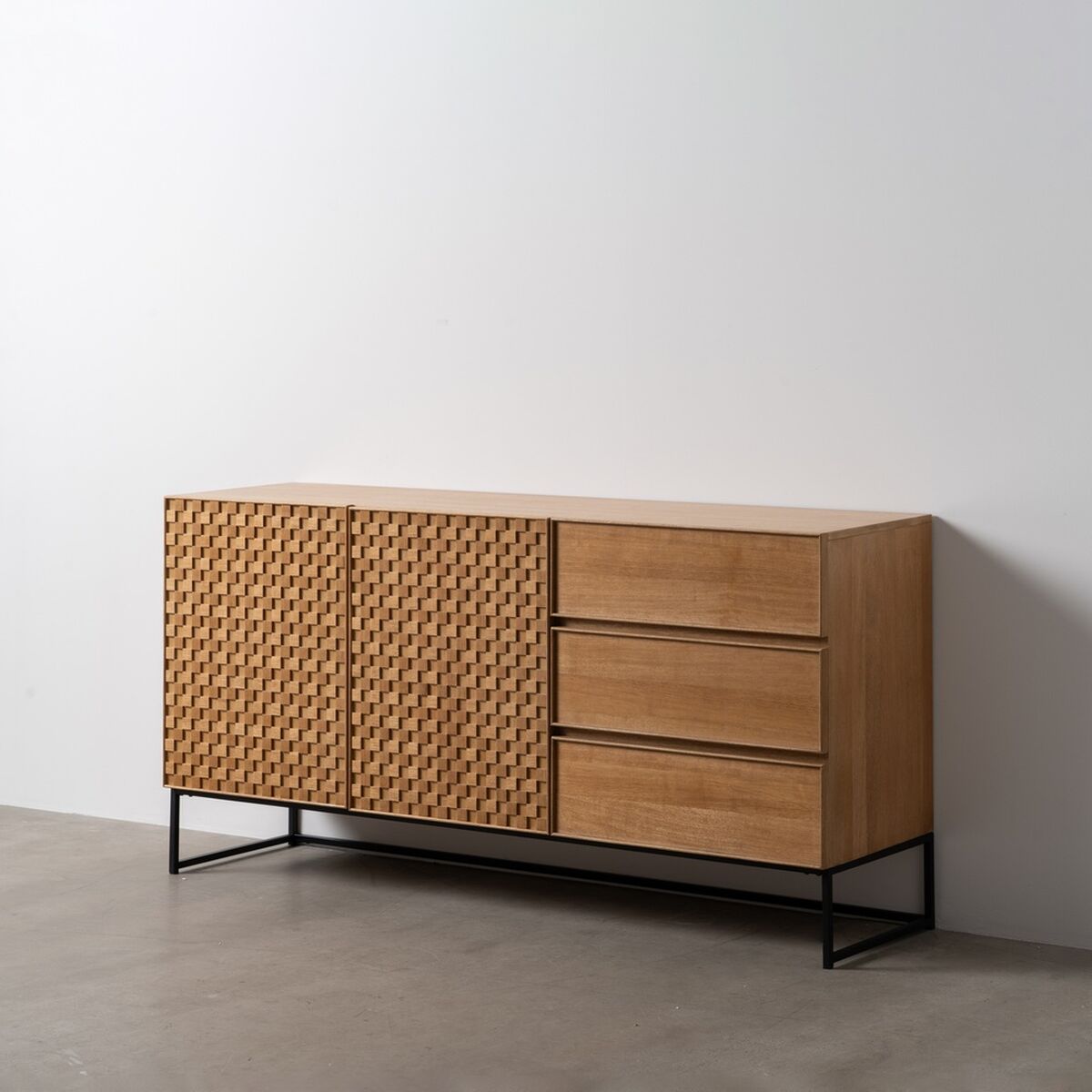 Skänk MARIGNI Svart Naturell Järn Trä MDF 160 x 42,5 x 79 cm - 2