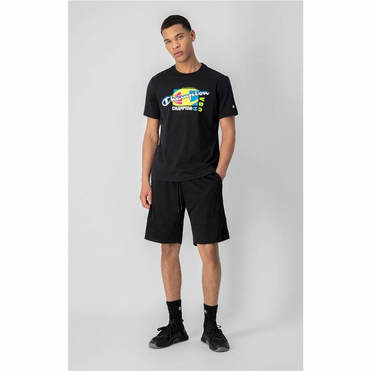 T-shirt med kortärm Herr Champion Crewneck Svart - 2