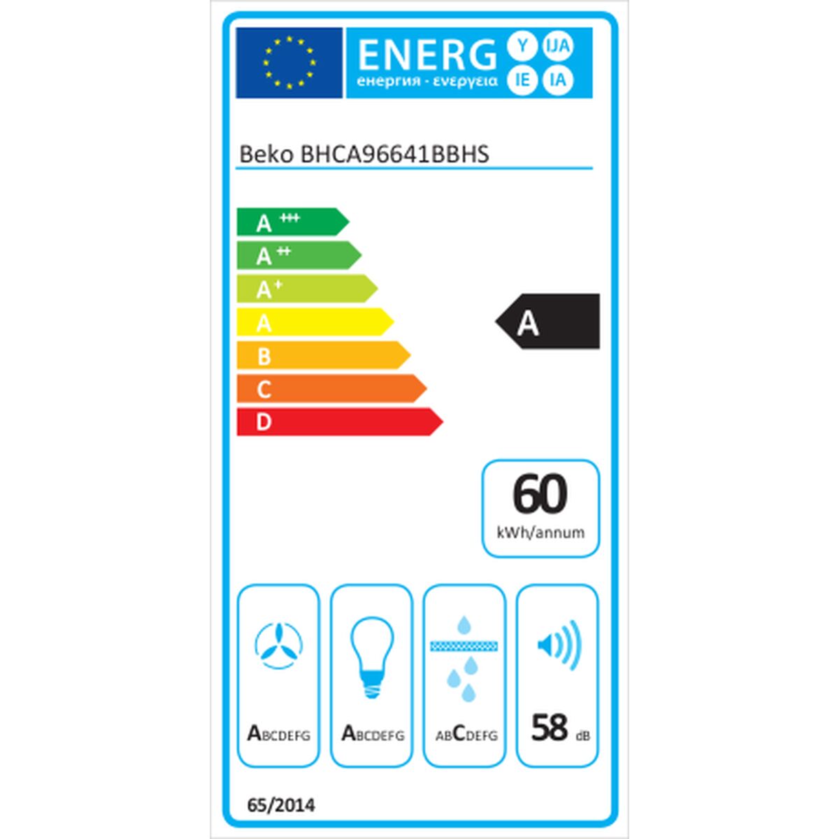 Konventionell fläkt BEKO BHCA96641BBHS 90 cm 712 m3/h Svart - 3