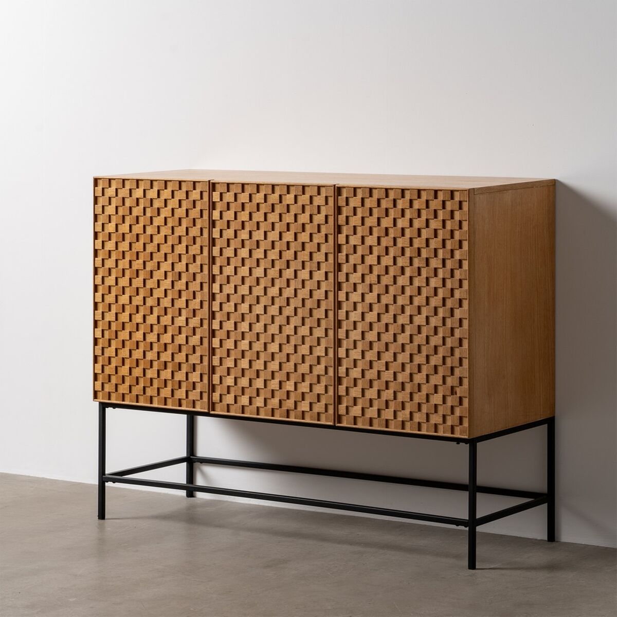 Skänk MARIGNI Svart Naturell Järn Trä MDF 121,5 x 42,5 x 93,5 cm - 2
