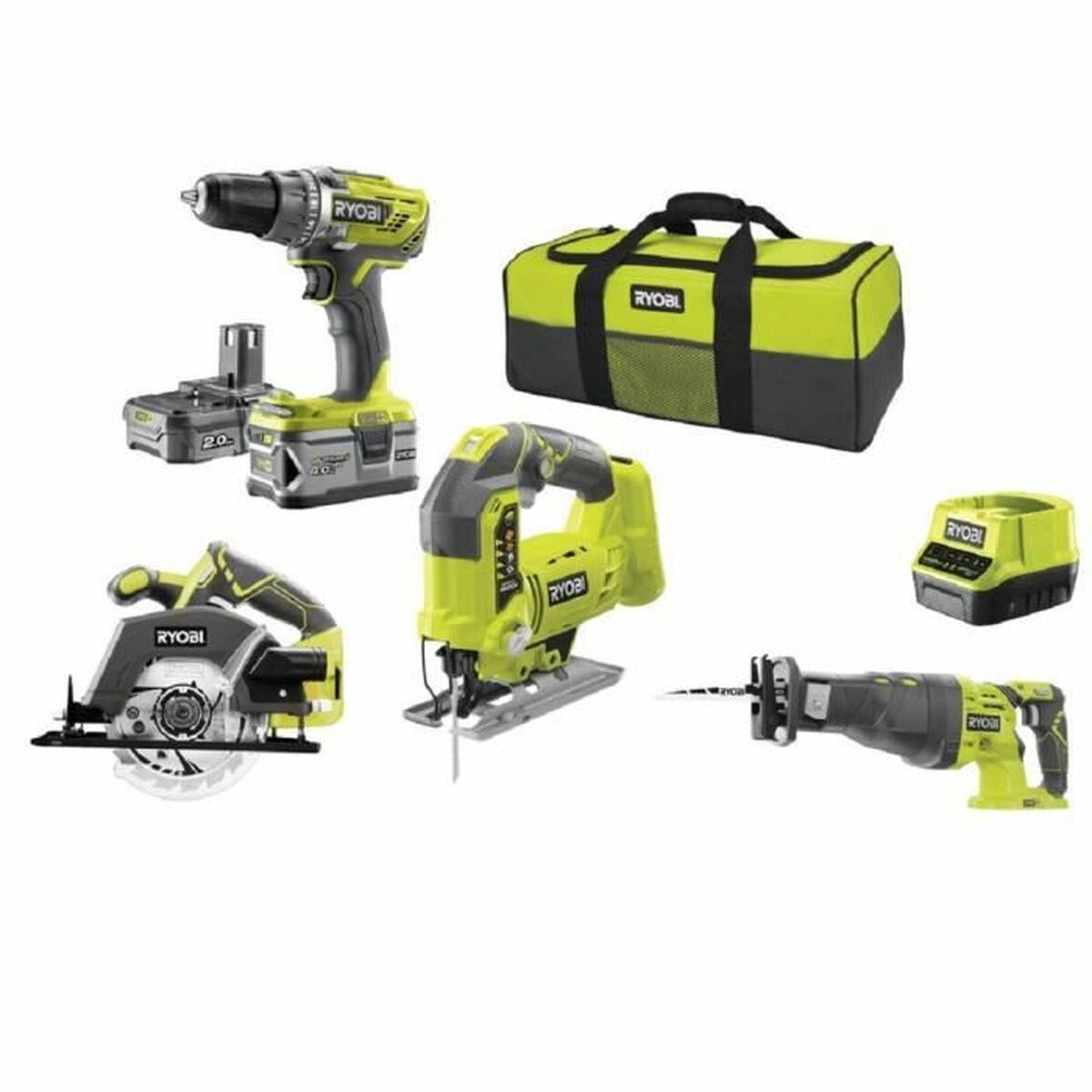 Borr- och tillbehörssats Ryobi RCK184C-242S