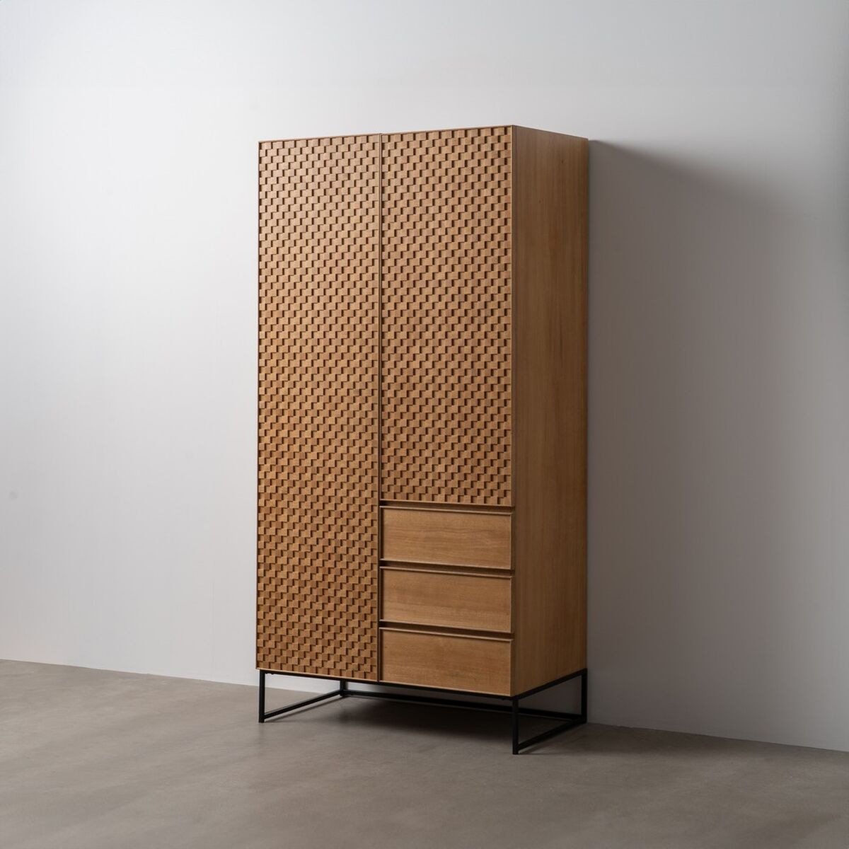 Skänk MARIGNI Svart Naturell Järn Trä MDF 98,5 x 55 x 199,5 cm - 2