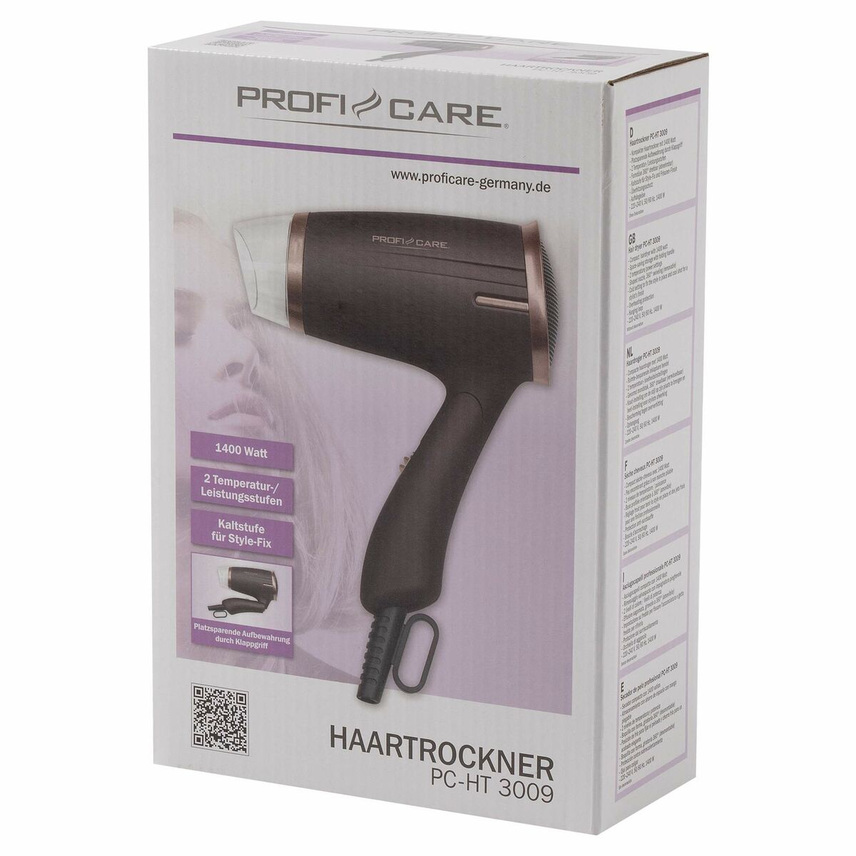 Hårtork ProfiCare PC-HT 3009 Guld Brons 1400 W - 4