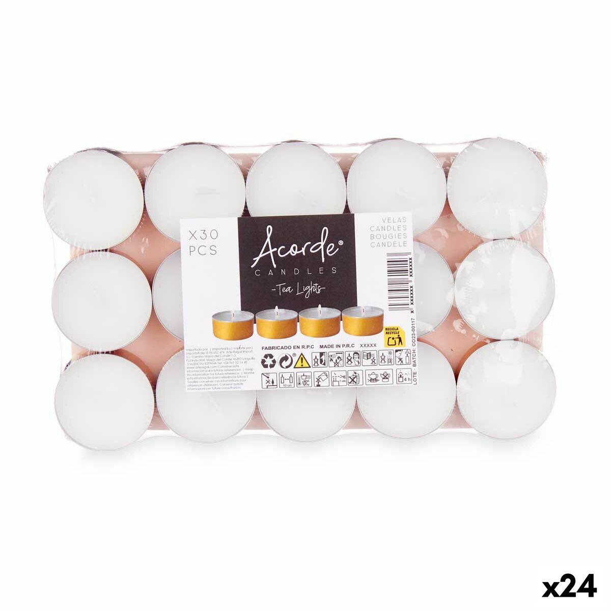 Set med levande ljus Acorde Tea Lights Vit Gyllene (24 antal) - 4