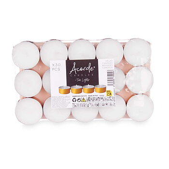 Set med levande ljus Acorde Tea Lights Vit Gyllene (24 antal)