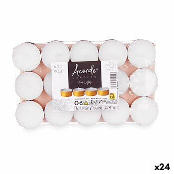 Set med levande ljus Acorde Tea Lights Vit Gyllene (24 antal)