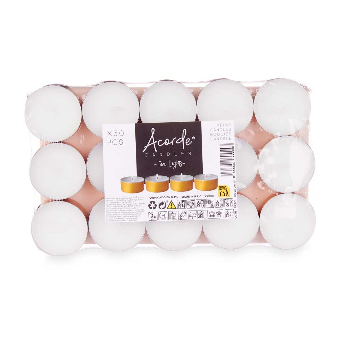 Set med levande ljus Acorde Tea Lights Vit Gyllene (24 antal) - 6