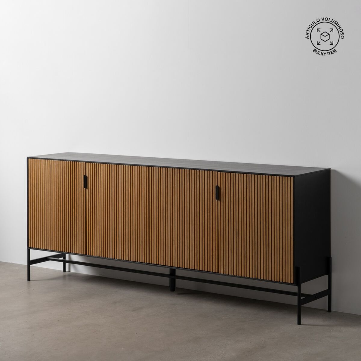 Skänk ORLEANS Svart Naturell Järn Trä MDF 204 x 40 x 81,5 cm - 2