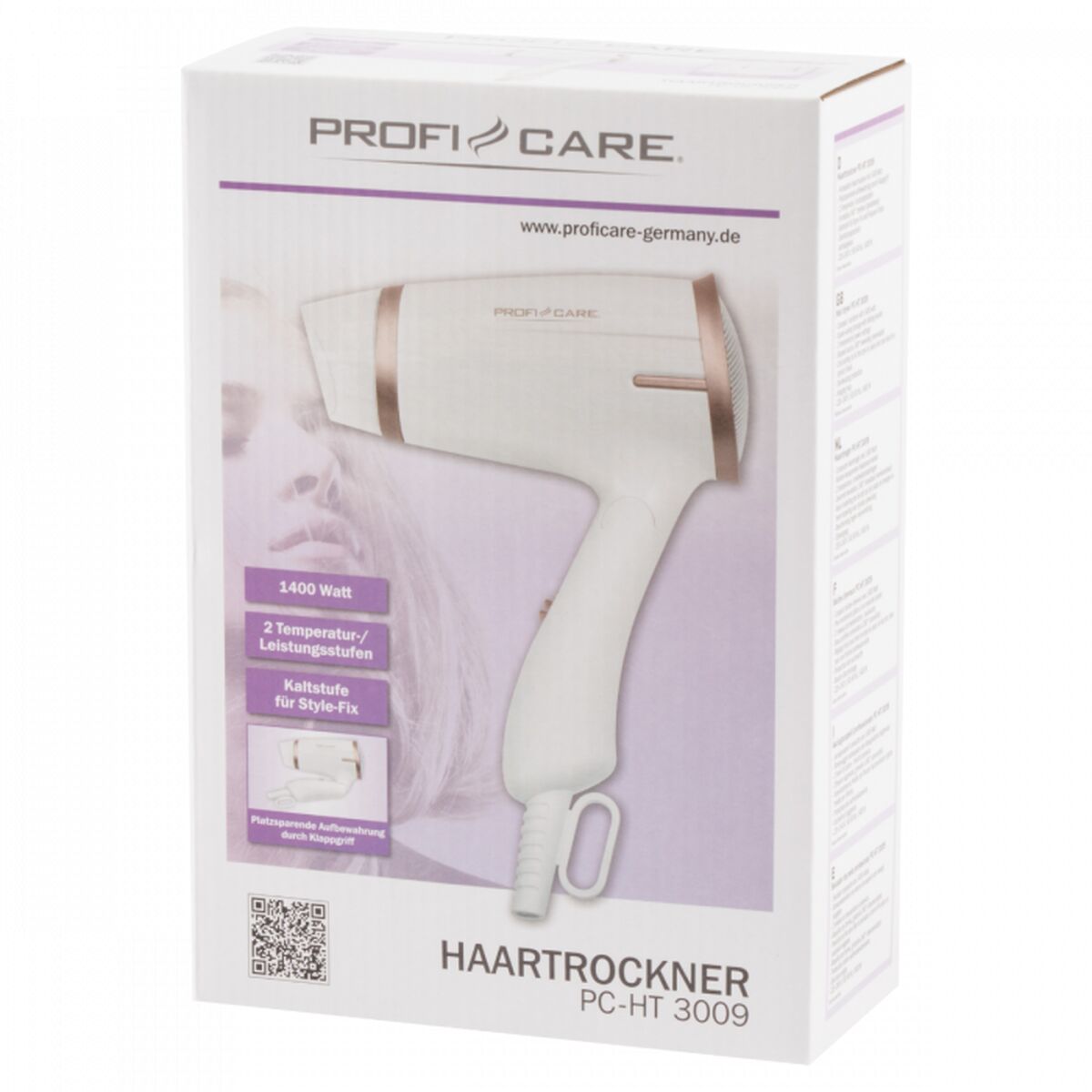 Hårtork ProfiCare PC-HT 3009 Vit Champagne Tryck 1400 W - 4