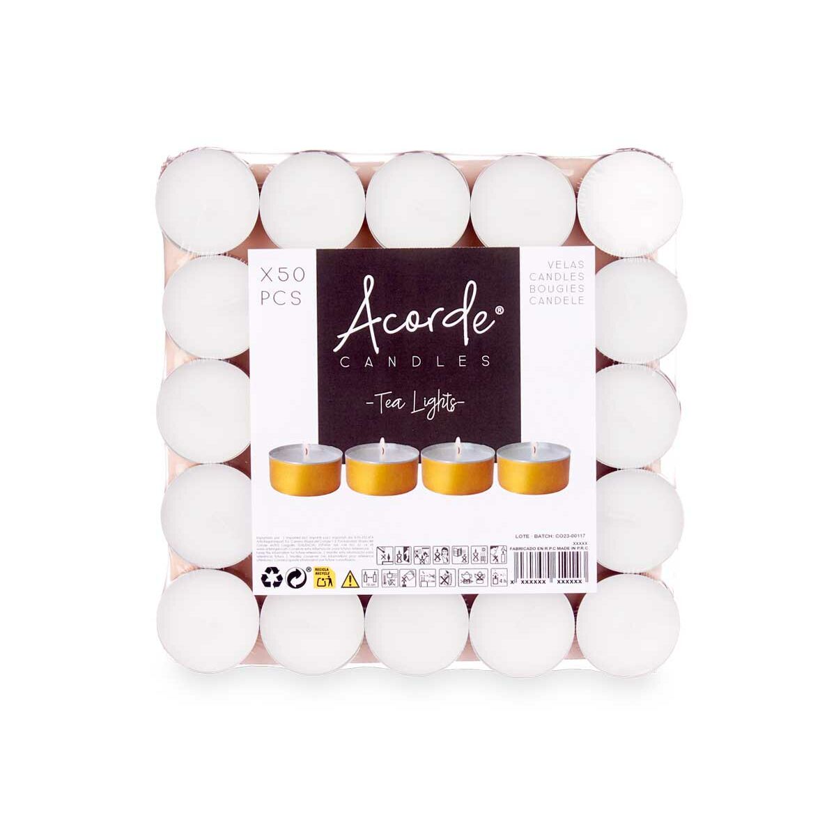 Set med levande ljus Acorde Tea Lights Vit Gyllene (20 antal) - 6
