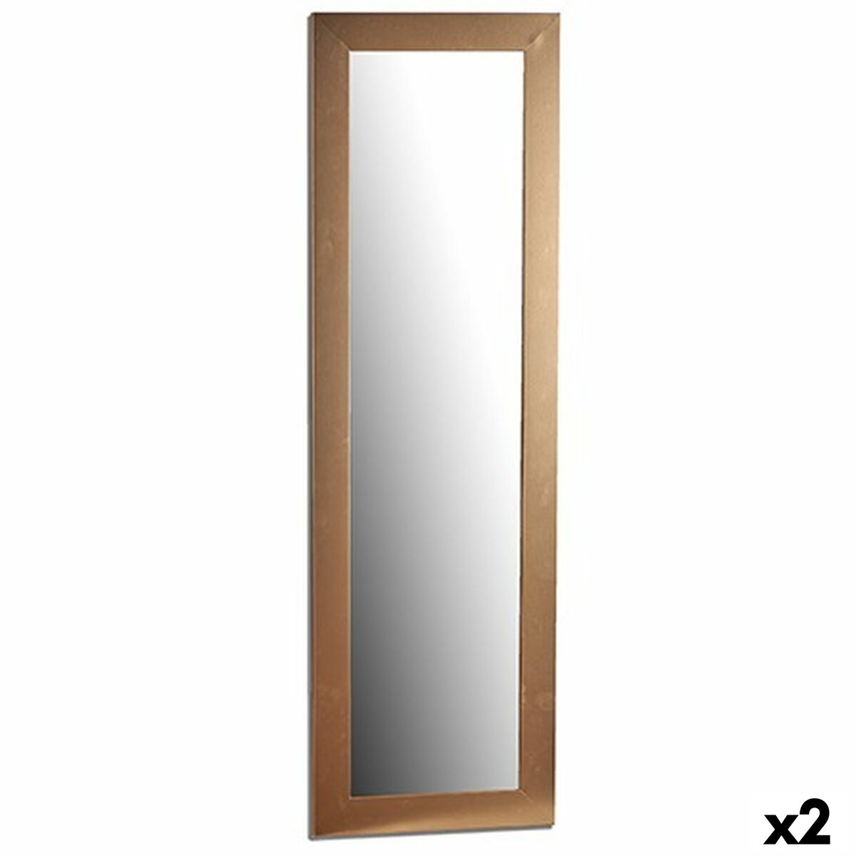 Väggspegel 41 x 131 x 1,5 cm Gyllene Trä Glas (2 antal)
