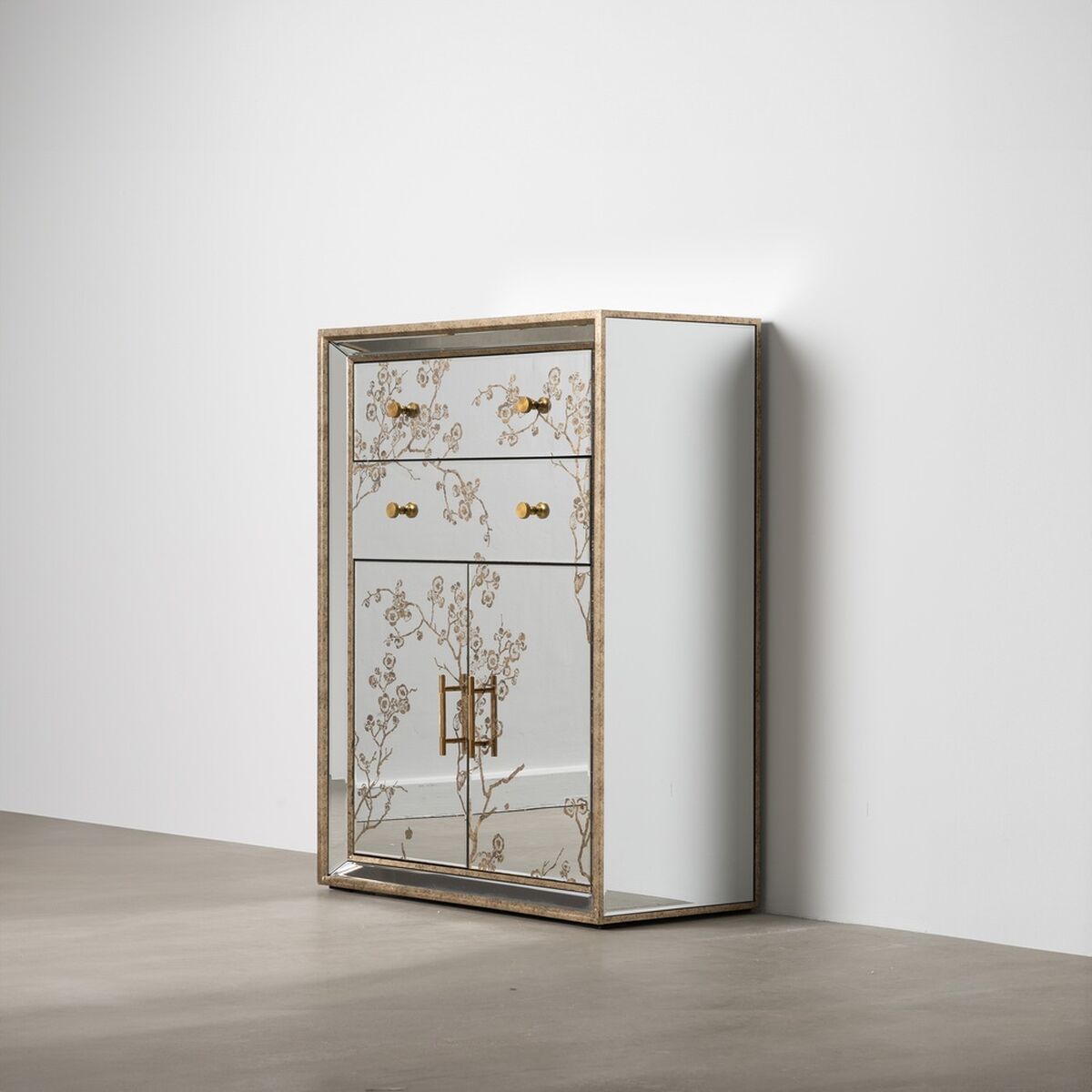 Skänk CHLOE Gyllene Speglar Glas Trä MDF 80 x 40 x 108 cm - 2