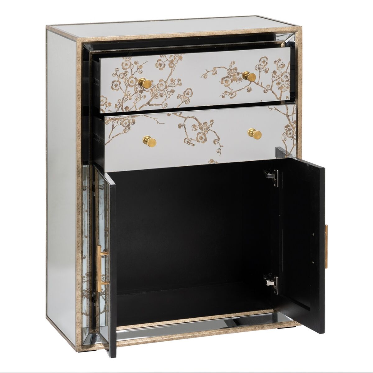 Skänk CHLOE Gyllene Speglar Glas Trä MDF 80 x 40 x 108 cm - 3