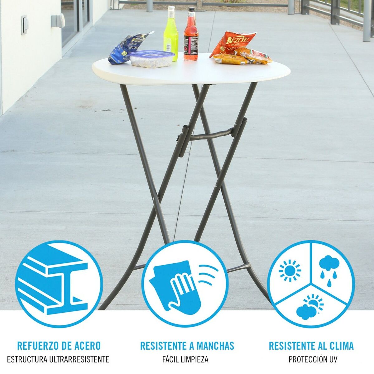 Sidobord Lifetime Kräm 84 x 110 x 84 cm Stål Plast - 3