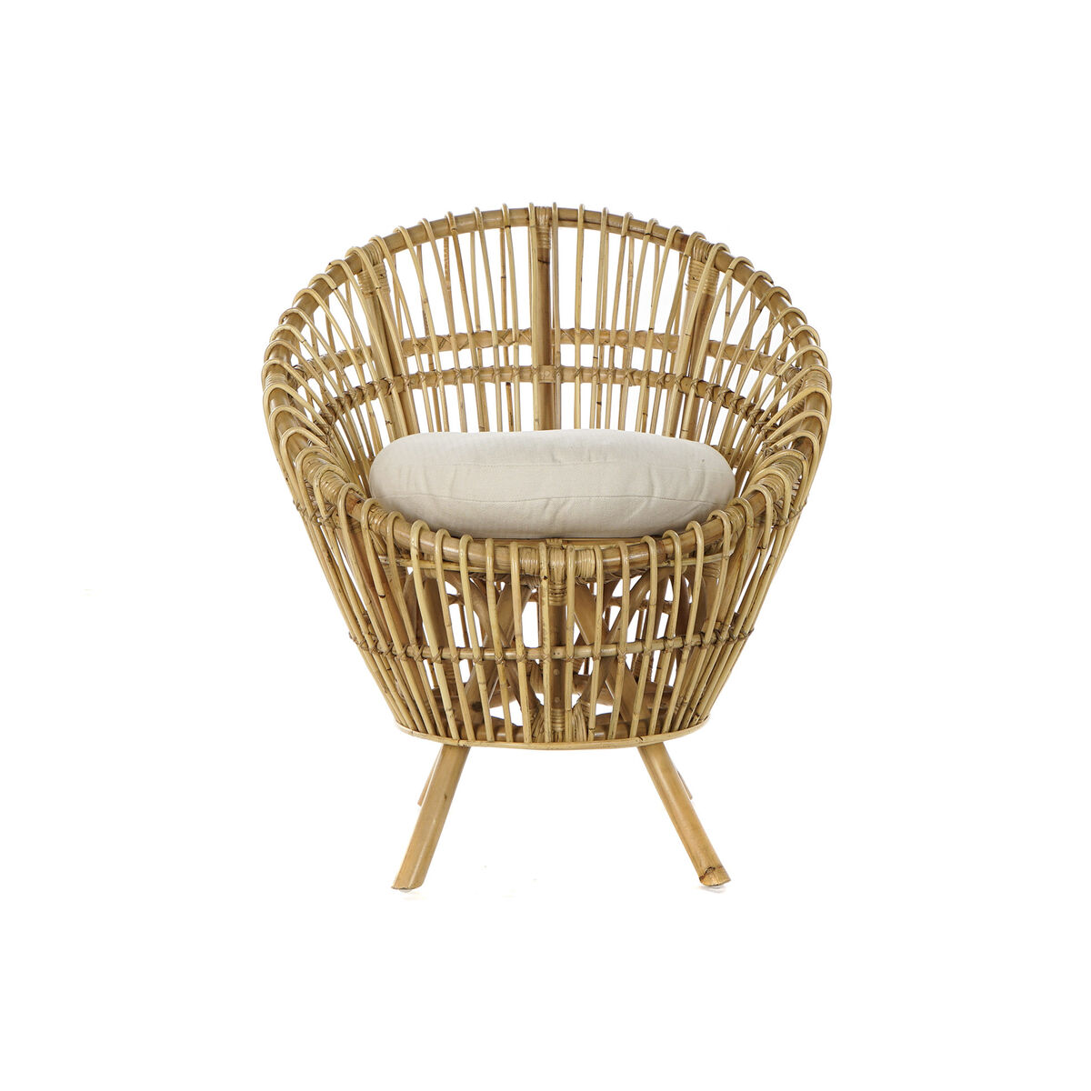 Fåtölj DKD Home Decor 8424001750092 Naturell Bomull Vit Rattan (74 x 67 x 85 cm) - 7