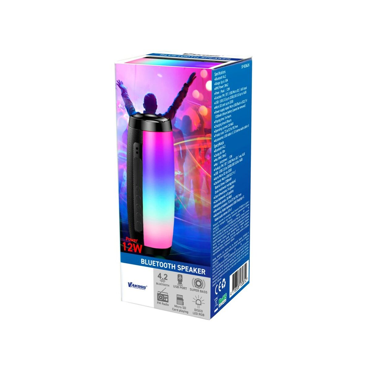 Bärbar Bluetooth Högtalare Vakoss SP-B2862K Svart 6 W - 6