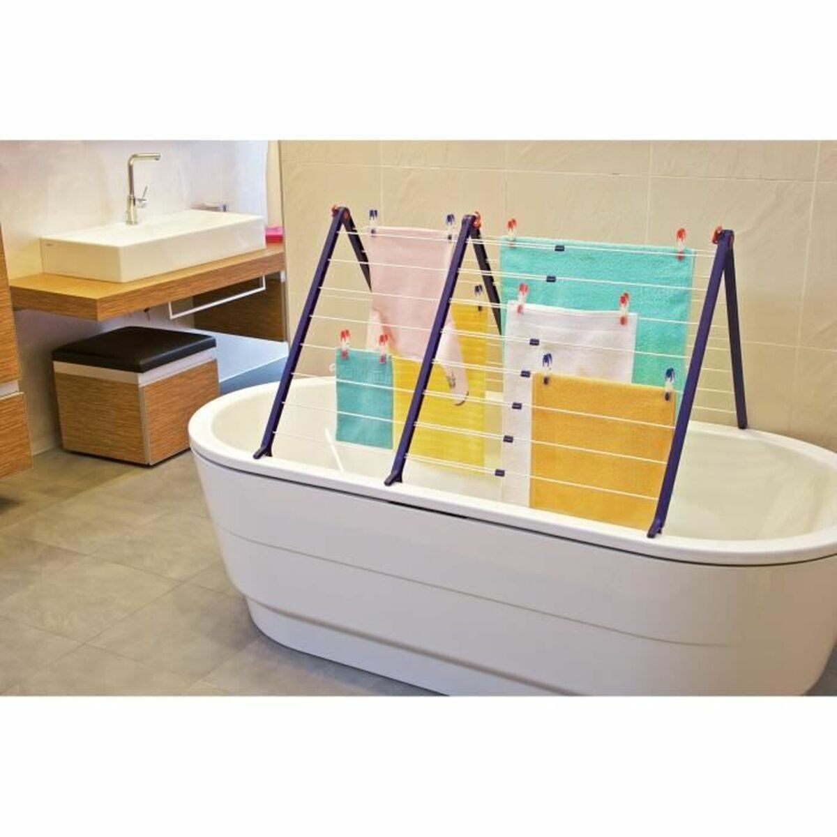 Torklina Leifheit Bathtub Dryer Pegasus V 133 x 66,5 cm Blå Vit Metall - 2