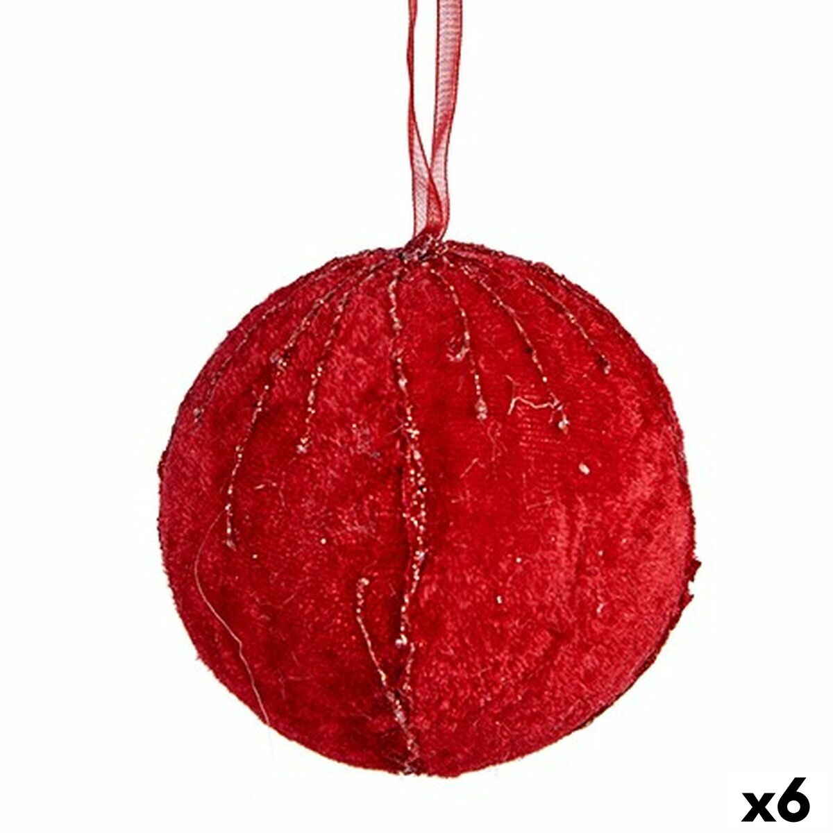 Uppsättning av julkulor Krist+ Röd Polyester (6 antal)