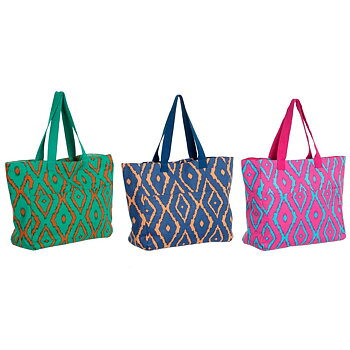 Strandväska DKD Home Decor Blå Grön Orange Fuchsia 55 x 14 x 35 cm (3 antal)