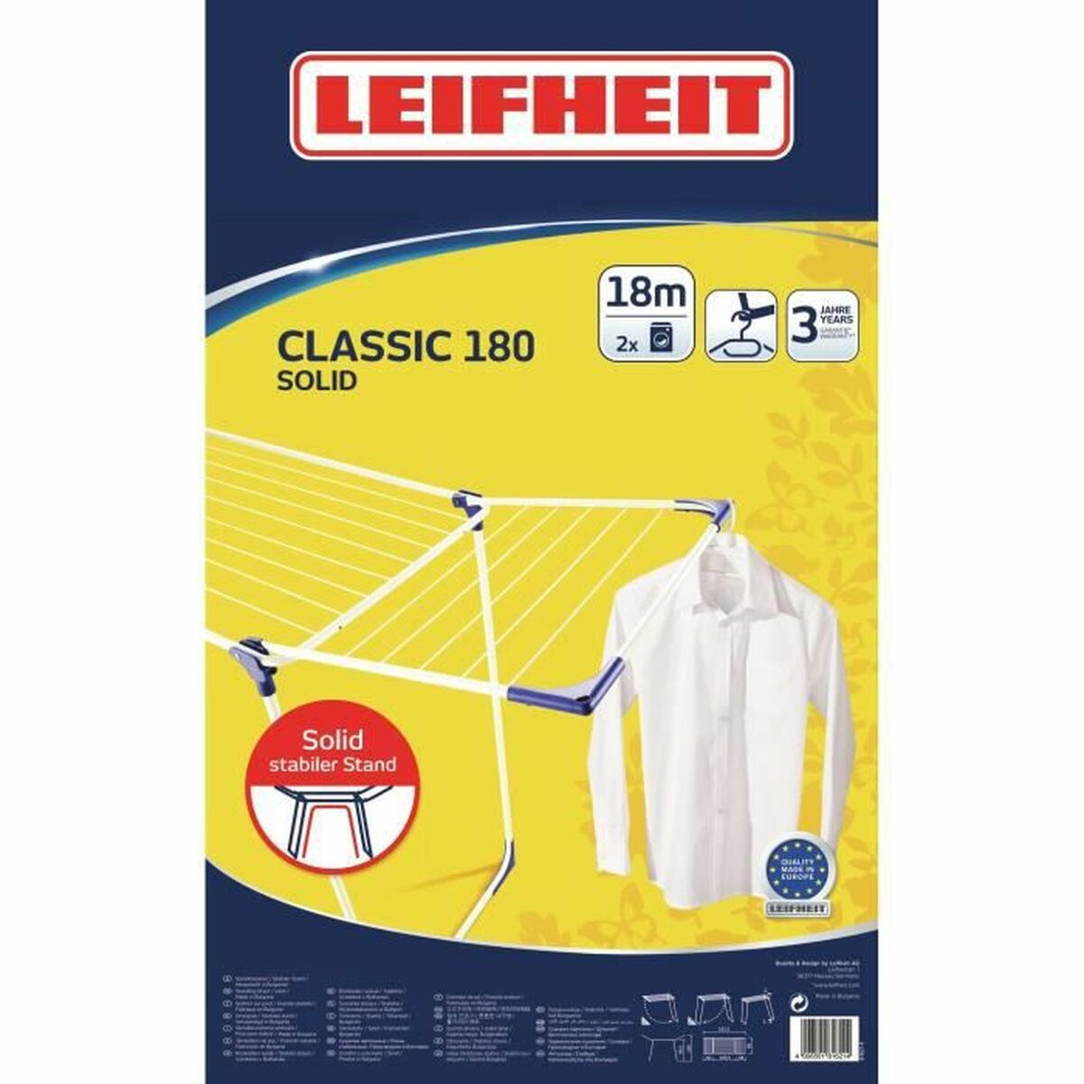 Torklina Leifheit CLASSIC Solid 180 Vit Nylon Stål polypropen 18 m - 3