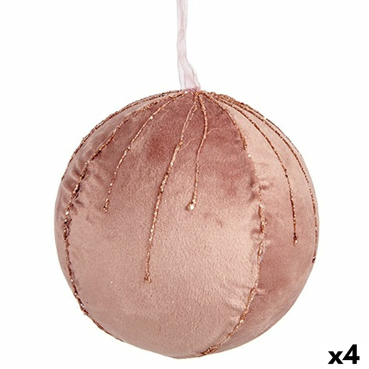 Uppsättning av julkulor Krist+ Rosa Polyester (4 antal)