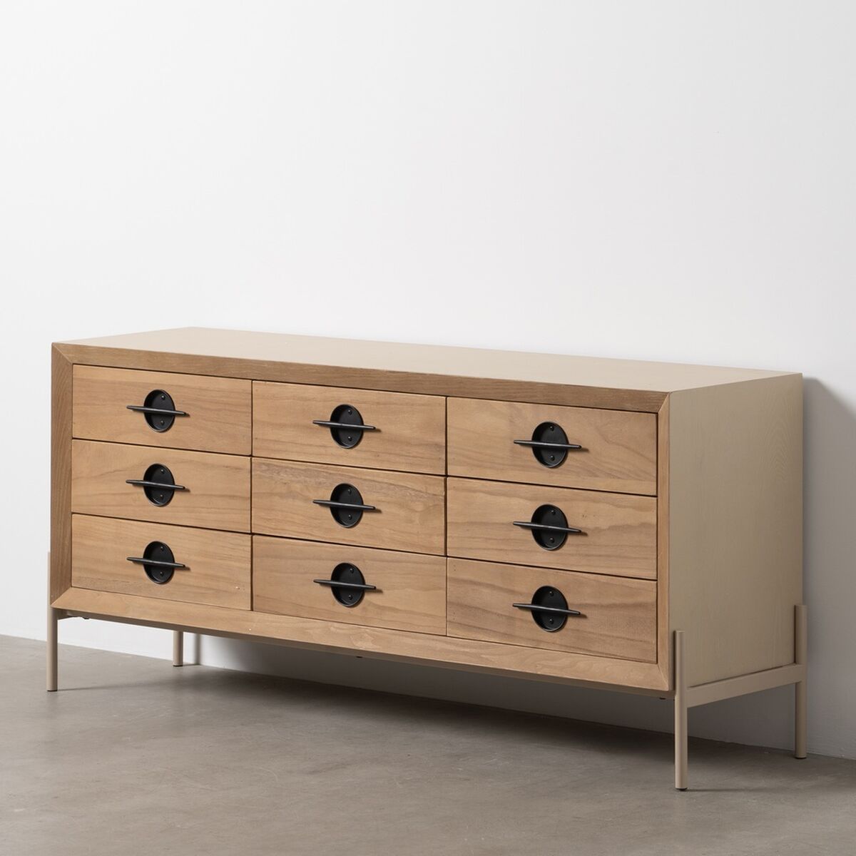 Skänk AIKO Kräm Naturell Järn Trä MDF 148 x 38 x 66 cm - 2
