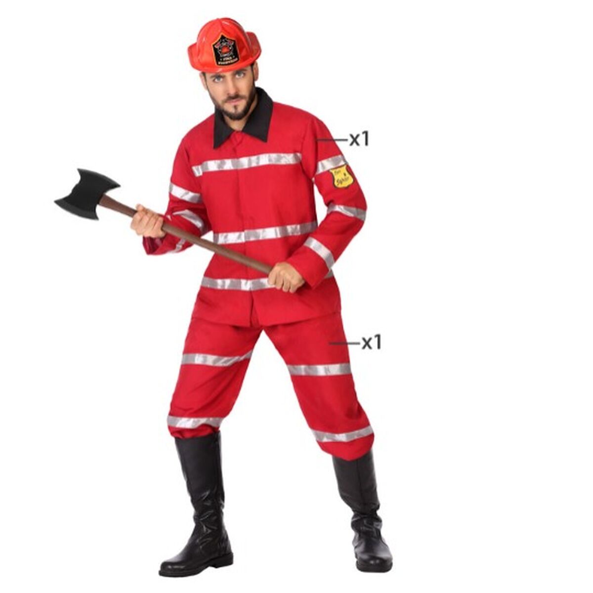 Maskeraddräkt vuxna Röd Brandman (2 Delar) - 2
