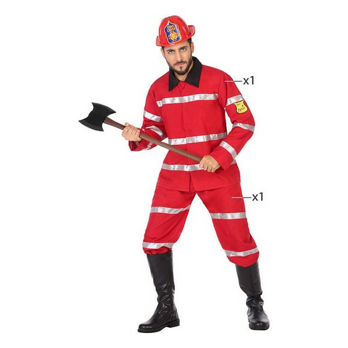 Maskeraddräkt vuxna Röd Brandman (2 Delar) - 3